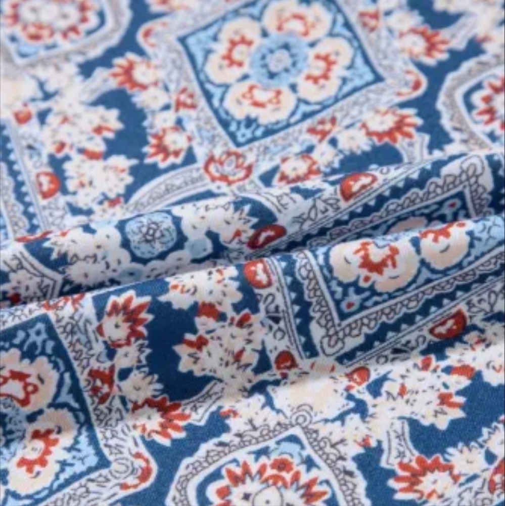 New Blue Patterned Lace Detail Women's Top - Picture 7 of 15